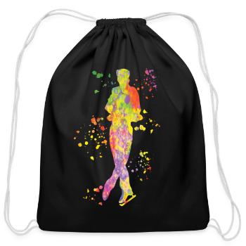 Ice Skater Figure Skating Ice Skating - Cotton Drawstring Bag - black - Front