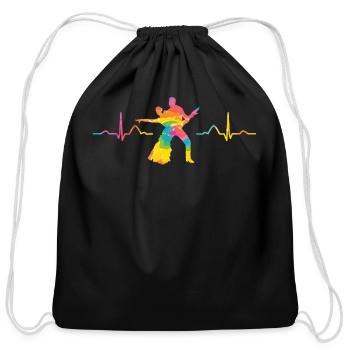 Latin Dancing Couple Heartbeat Dancer - Cotton Drawstring Bag - black - Front