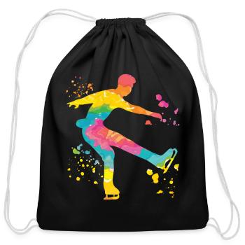 Ice Skater Figure Skating Ice Skating - Cotton Drawstring Bag - black - Front