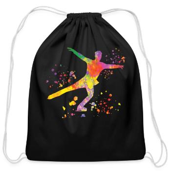 Ice Skater Figure Skating Ice Skating - Cotton Drawstring Bag - black - Front