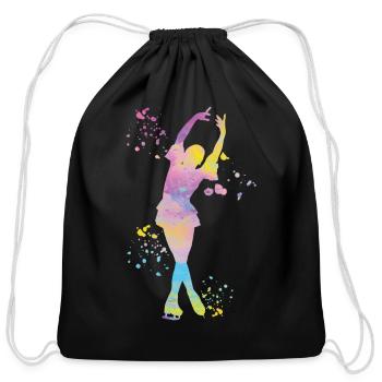Ice Skater Figure Skating Ice Skating - Cotton Drawstring Bag - black - Front