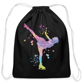 Ice Skater Figure Skating Ice Skating - Cotton Drawstring Bag - black - Front
