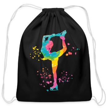 Ice Skater Figure Skating Ice Skating - Cotton Drawstring Bag - black - Front
