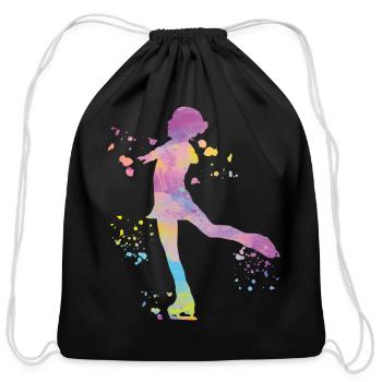 Ice Skater Figure Skating Ice Skating - Cotton Drawstring Bag - black - Front