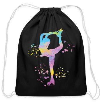 Ice Skater Figure Skating Ice Skating - Cotton Drawstring Bag - black - Front