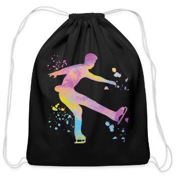 Ice Skater Figure Skating Ice Skating - Cotton Drawstring Bag - black - Front