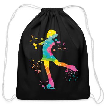Ice Skater Figure Skating Ice Skating - Cotton Drawstring Bag - black - Front