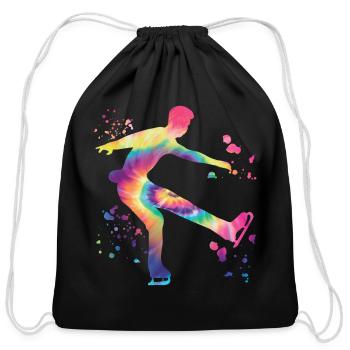 Ice Skater Figure Skating Ice Skating - Cotton Drawstring Bag - black - Front