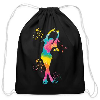 Ice Skater Figure Skating Ice Skating - Cotton Drawstring Bag - black - Front