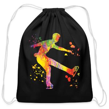 Ice Skater Figure Skating Ice Skating - Cotton Drawstring Bag - black - Front
