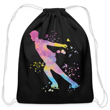 Ice Skater Figure Skating Ice Skating - Cotton Drawstring Bag - black - Front