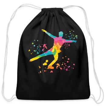 Ice Skater Figure Skating Ice Skating - Cotton Drawstring Bag - black - Front