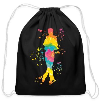 Ice Skater Figure Skating Ice Skating - Cotton Drawstring Bag - black - Front