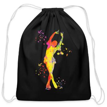 Ice Skater Figure Skating Ice Skating - Cotton Drawstring Bag - black - Front