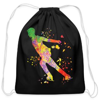 Ice Skater Figure Skating Ice Skating - Cotton Drawstring Bag - black - Front