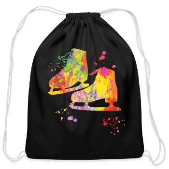 Ice Skater Figure Skating Ice Skating - Cotton Drawstring Bag - black - Front