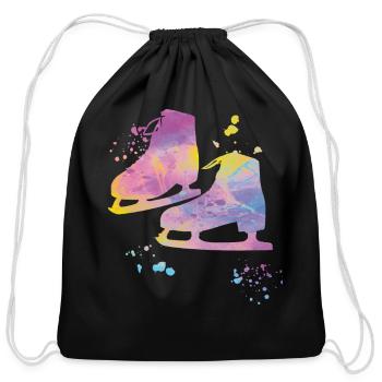Ice Skater Figure Skating Ice Skating - Cotton Drawstring Bag - black - Front