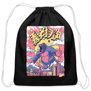 Kaiju Gorilla – Neon City Rampage - Cotton Drawstring Bag - black - Front