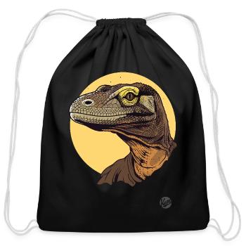 Realistic Komodo Dragon Portrait - Cotton Drawstring Bag - black - Front