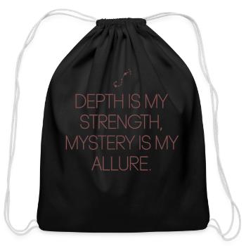 Scorpio Zodiac: Depth Is My Strength, Mystery Is - Cotton Drawstring Bag - black - Front