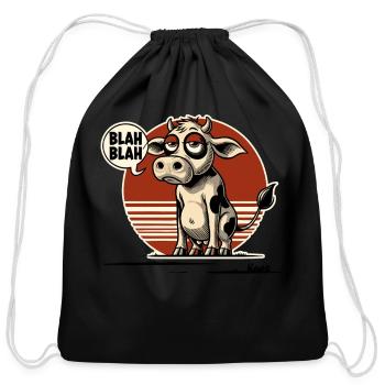 Blah Blah Cow – Moo’d Out and Over It - Cotton Drawstring Bag - black - Front