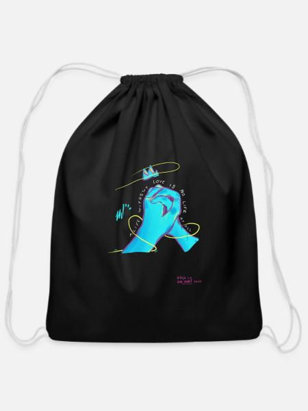 amour life - Cotton Drawstring Bag - black