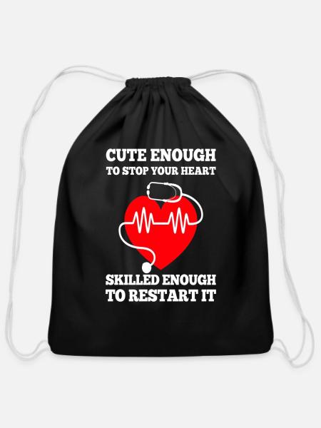 Nurse Nurse Gift Funny Nurse - Cotton Drawstring Bag - black