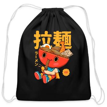 Ramen Boy - Cotton Drawstring Bag - black - Front