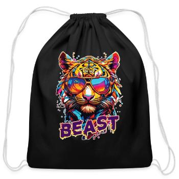 Beast Tiger1 - Cotton Drawstring Bag - black - Front