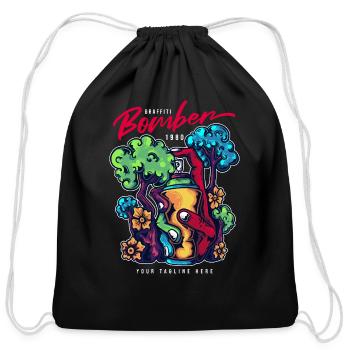 Graffiti Bomber - Cotton Drawstring Bag - black - Front