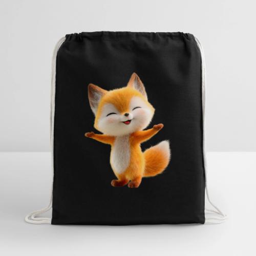 Cute 3D Cartoon Fox Standing Arms Up - Cotton Drawstring Bag