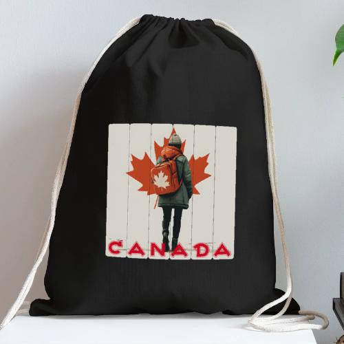 Canada: Proud Canadian Woman - Cotton Drawstring Bag
