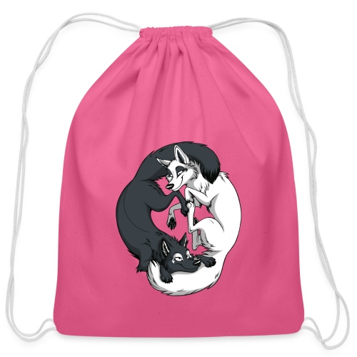 Yin Yang Foxes - Cotton Drawstring Bag