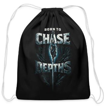 Freediving Apnea Diving Chase Depths - Cotton Drawstring Bag - black - Front