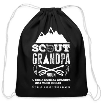 Proud Scout Grandpa Grandfather Scouting - Cotton Drawstring Bag - black - Front