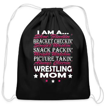 Wrestling Wrestling Mom Sweater - Cotton Drawstring Bag - black - Front