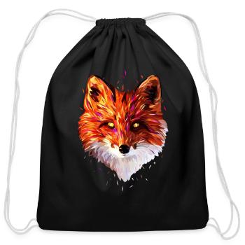 Fox Low Poly Abstract - Cotton Drawstring Bag - black - Front