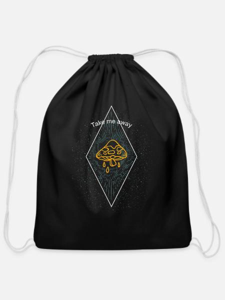Take Me Away - Cotton Drawstring Bag - black