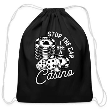 Gambling Funny Casino - Cotton Drawstring Bag - black - Front