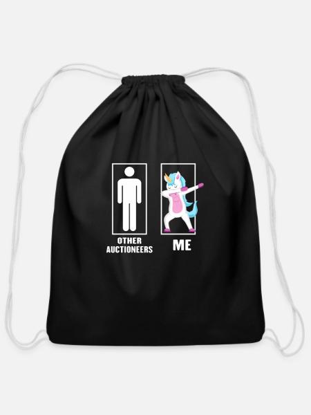 Funny Unicorn Dabbing Other auctioneers Me - Cotton Drawstring Bag - black