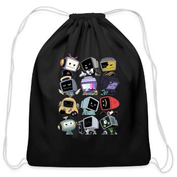 TV Men Digital Icon (Retro Computer Graphics) - Cotton Drawstring Bag - black - Front