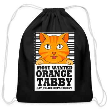 Cat Pun Funny Orange Tabby Cat Mugshot - Cotton Drawstring Bag - black - Front