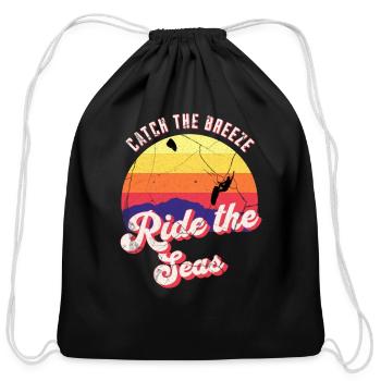 Catch the Breeze Ride the Seas - Cotton Drawstring Bag - black - Front