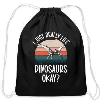 Prehistoric Times Triceratops - Cotton Drawstring Bag - black - Front