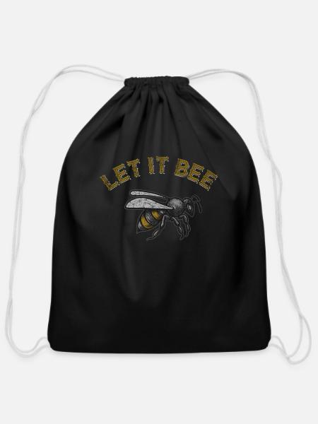 Bee Clothing Let Premium - Cotton Drawstring Bag - black