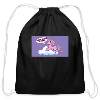 Pink Unicorn on a cloud Unicorn_Queen92 twitch - Cotton Drawstring Bag - black - Front