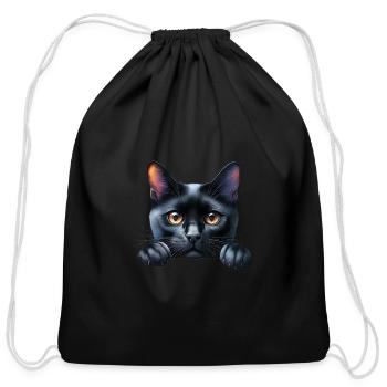 Bombay cat - Cotton Drawstring Bag - black - Front