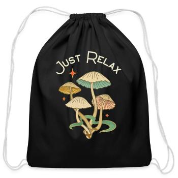 Just Relax Shrooms - Cotton Drawstring Bag - black - Front