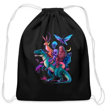 Cryptozoology Cryptid Bigfoot Jackalope Mothman - Cotton Drawstring Bag - black - Front