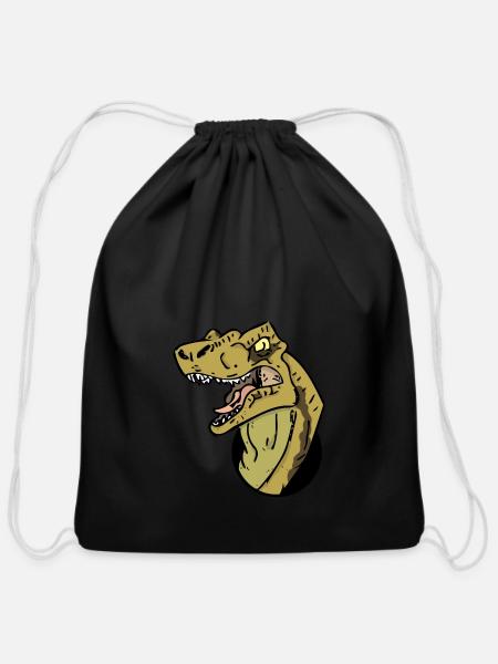 Velociraptor Peekaboo (Mud) - Cotton Drawstring Bag - black